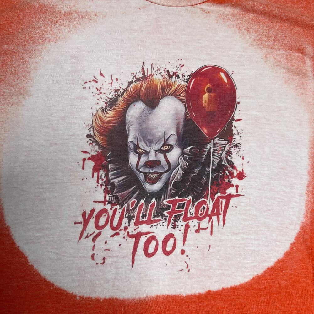 Halloween Stephen King IT "You'll Float Too!" Orange Tee XL